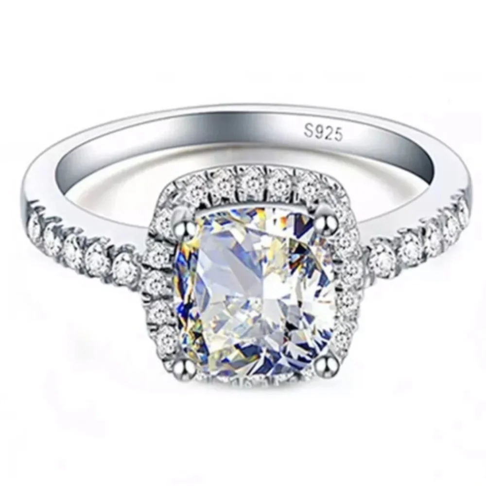 Diamond Princess Cut Simulated White Sapphire Ring, BEAUTIFUL RING, SHINY RING. - Picture 6 of 8